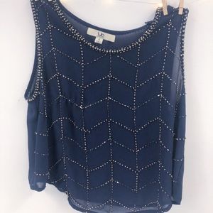 Navy Blue Beaded Tanktop